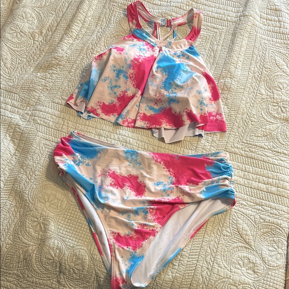 SHEIN Blue and White Swimwear